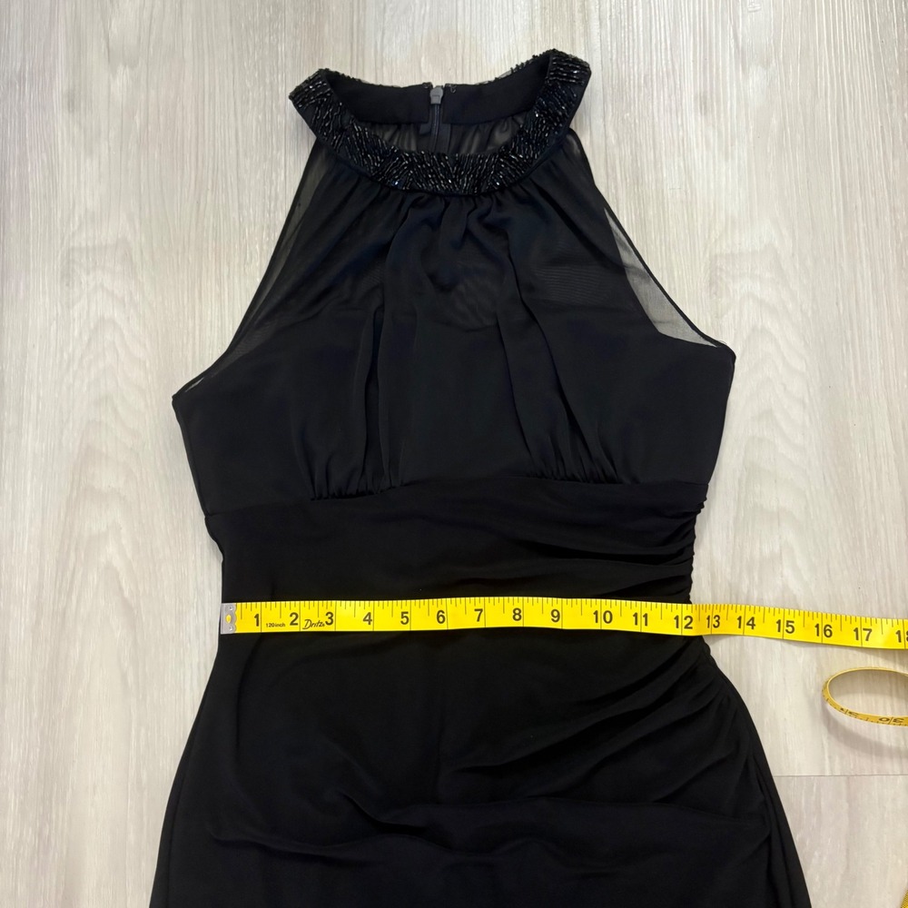 Lauren Ralph Lauren Women Dress Evening Black Beaded Halter Ruched Cocktail 6 - Picture 7 of 15